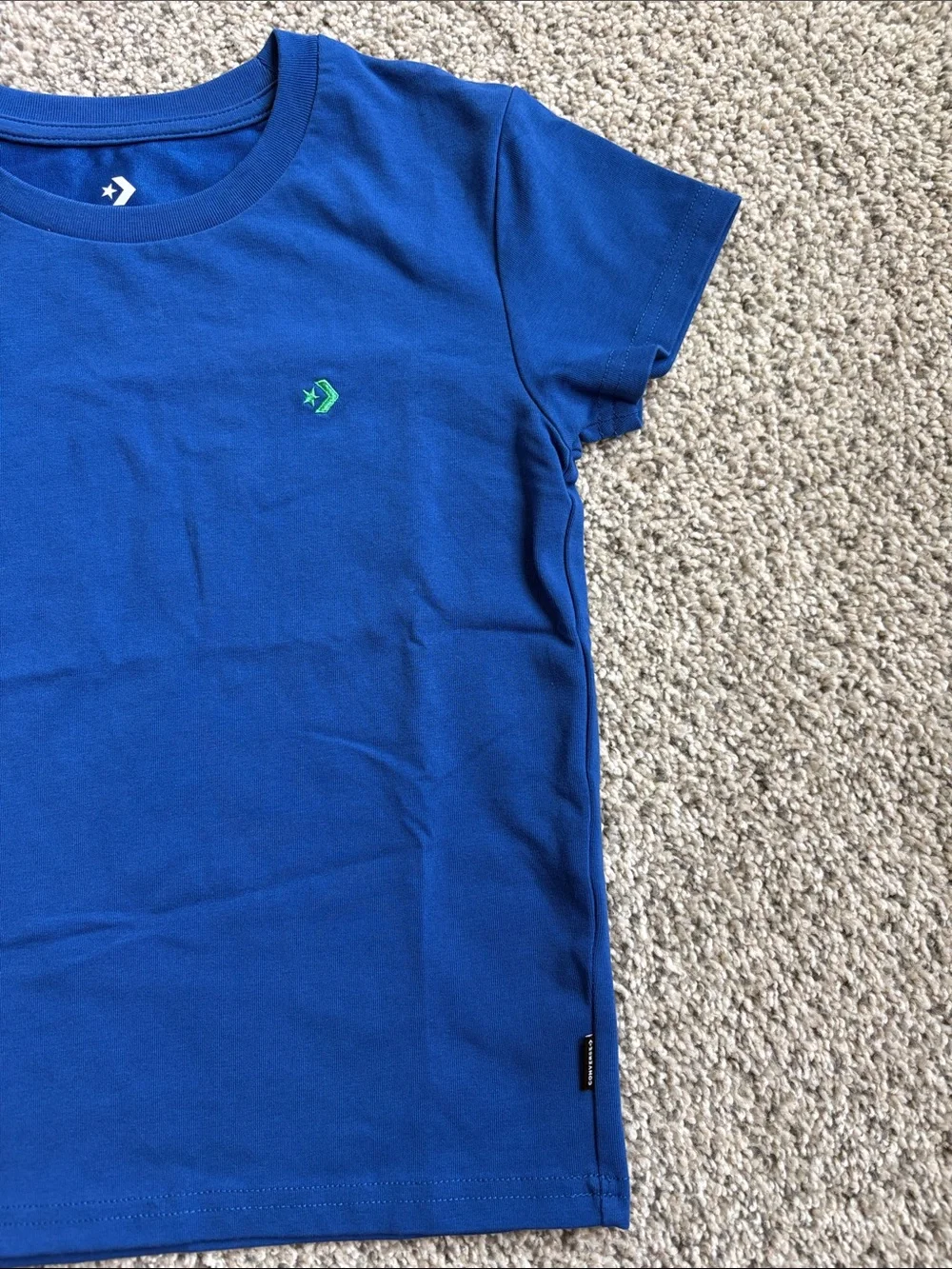 Converse Boys' Blue Short Sleeve Tee with Small Green Logo